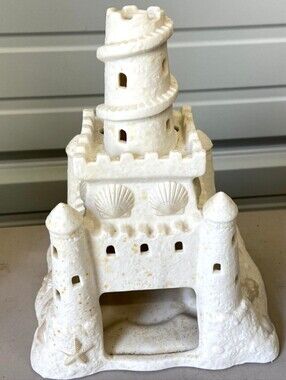 White Ceramic Sandcastle Lighthouse Figurine